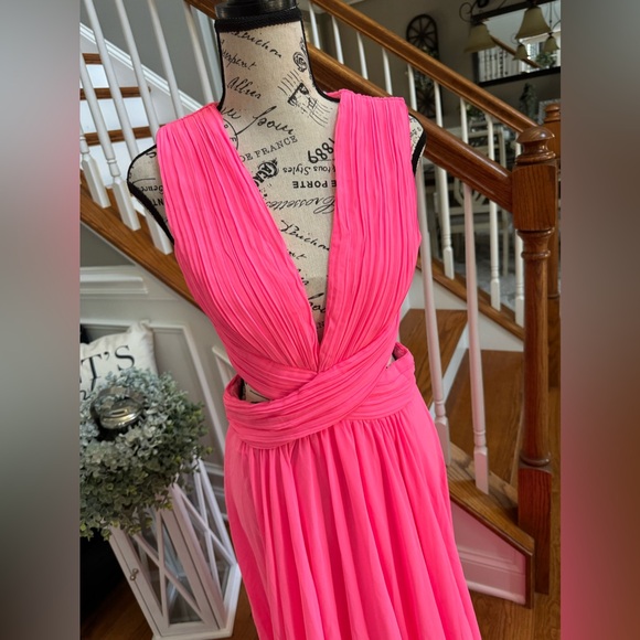 New! Lulu’s Vivid Imagination Neon Pink Cutout Maxi Dress - Picture 9 of 12